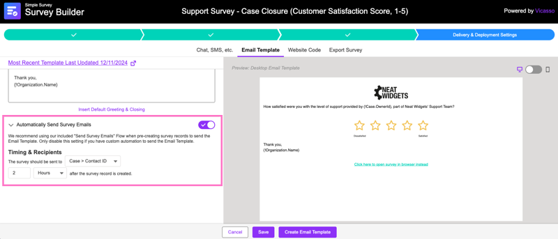 Automatically send survey emails