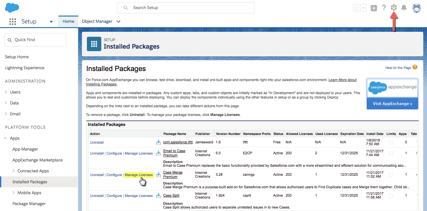 Manage Licenses in the Salesforce Lightning Experience (LEX)